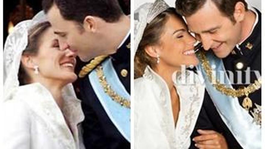 Imagen de la boda de los príncipes y de la recreación para televisión.