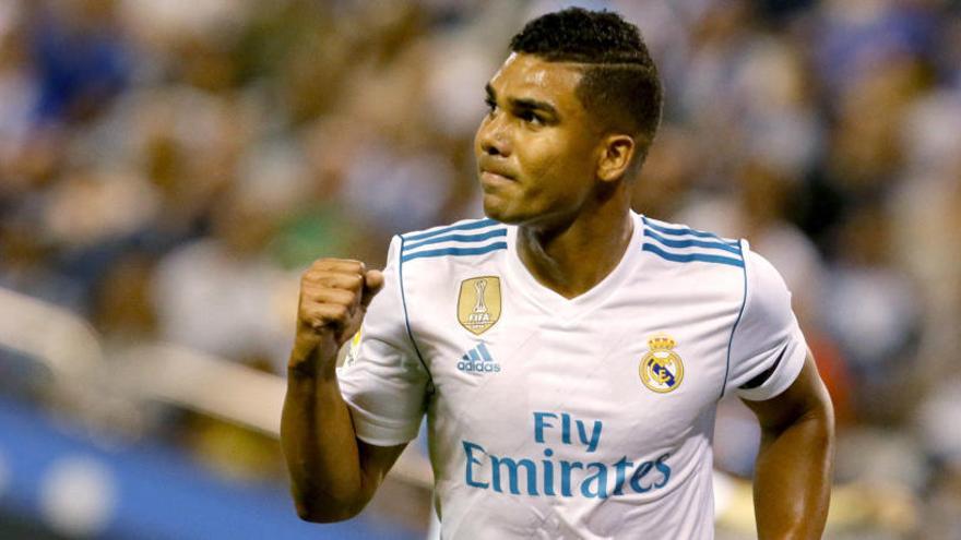 Casemiro celebra un gol con el Real Madrid