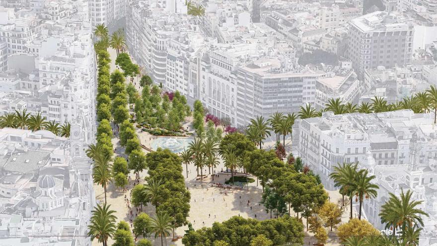 El arbolado convertirá la plaza del Ayuntamiento en un refugio climático: &quot;Habrá tres grados menos en verano&quot;