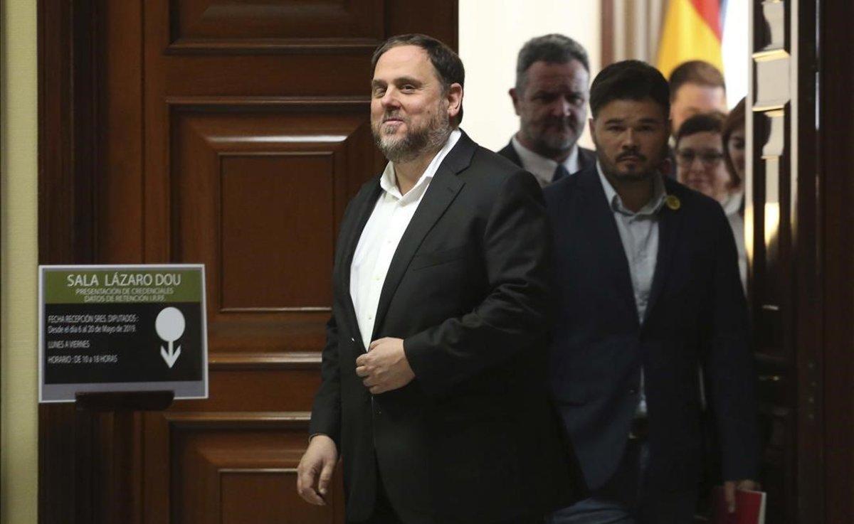 Oriol Junqueras cuando recogió su acta en el Congreso en mayo.