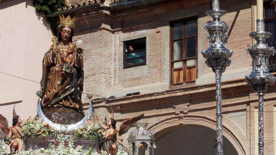 La Virgen de la Victoria durante su traslado a la Catedral el pasado 28 de abril.