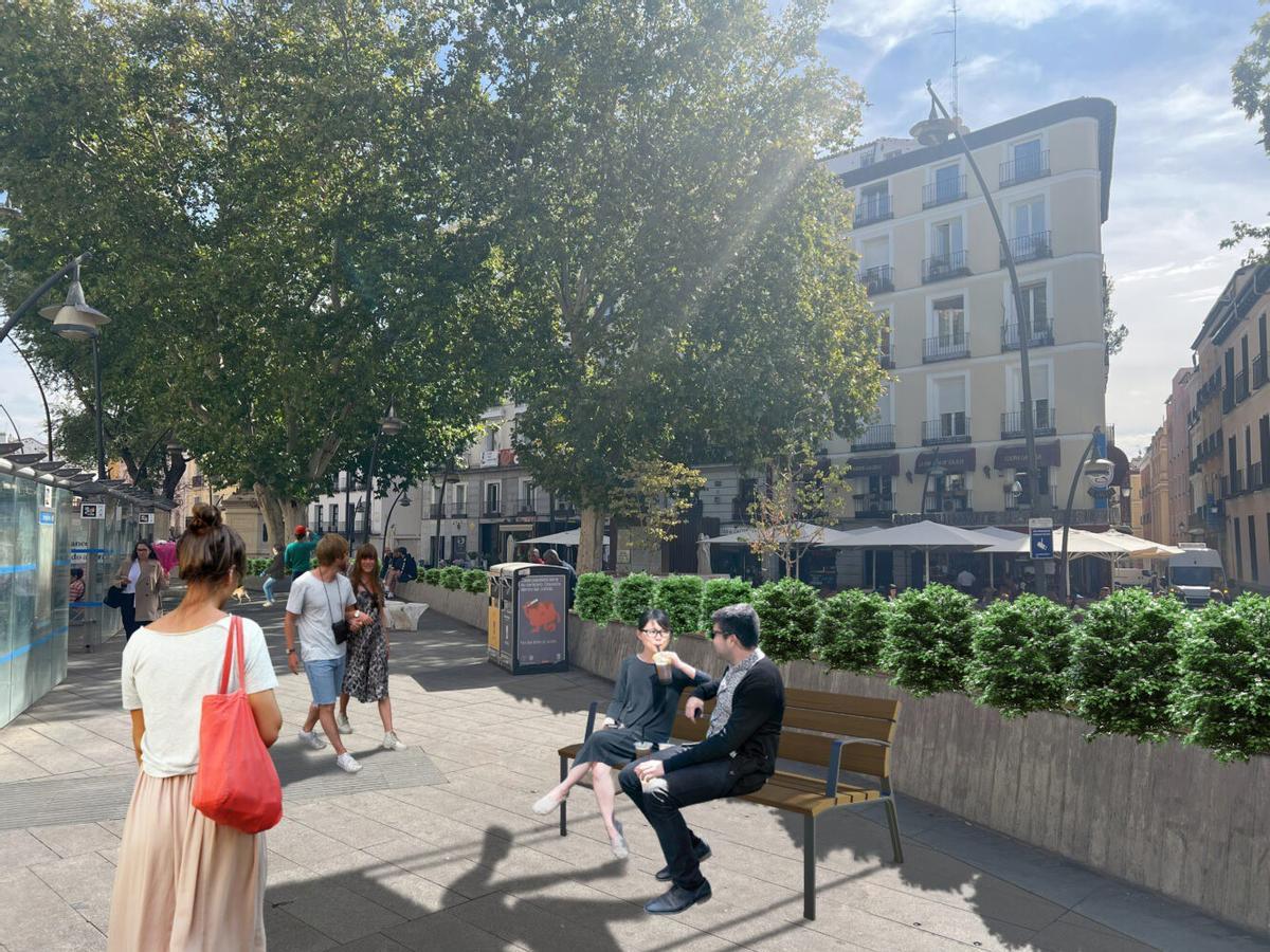Archivo - Render de la plaza de Tirso de Molina en la que se ve cómo quedará tras su rehabilitación