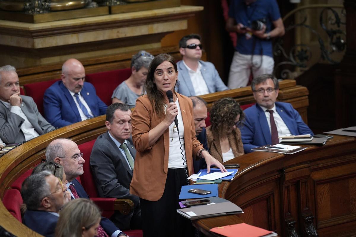 La consellera de Recerca, Núria Montserrat, durante un pleno del Parlament.