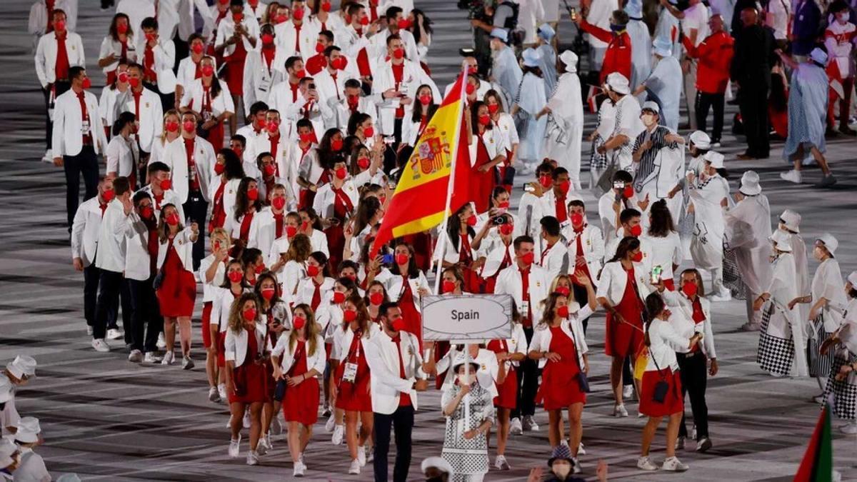 La delegación de España durante la apertura de Tokio 2020.