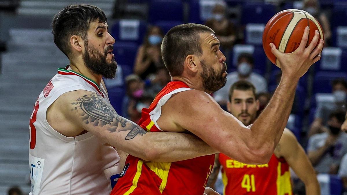 Marc Gasol, en un momento del partido España-Irán.