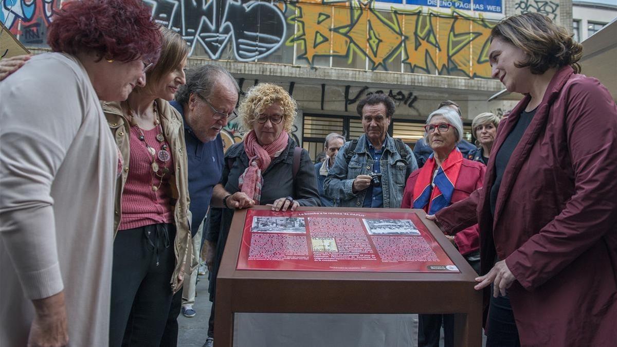 Acto de homenaje a Joan Penalver  victima del atentado de la extrema derecha contra la revista  El Papus   con ocasion del 40 aniversario del ataque terrorista