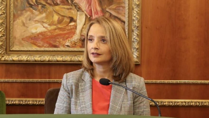 La concejala de Cs, María García, durante un pleno.