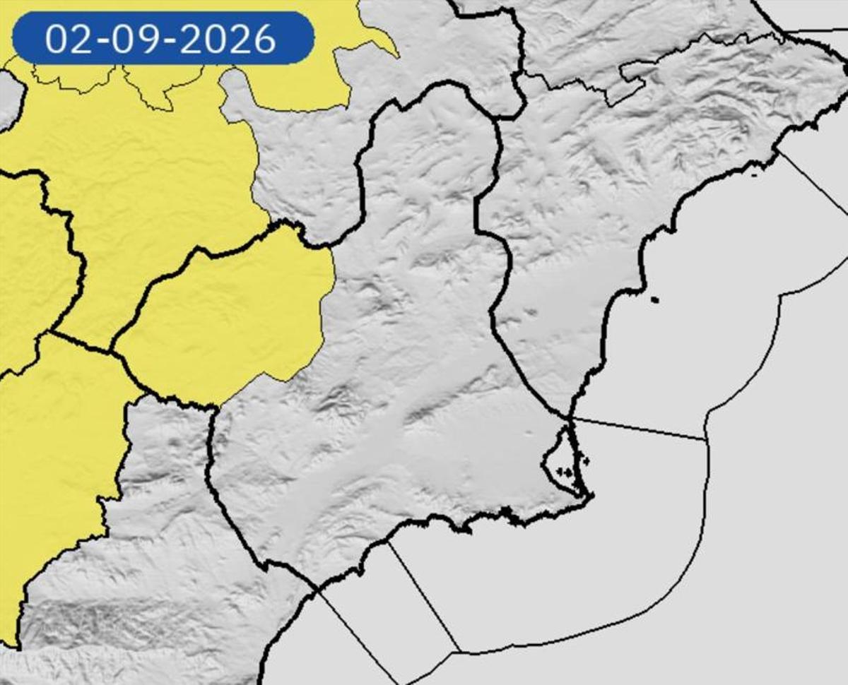 Mapa de avisos del miércoles, 2 de septiembre.