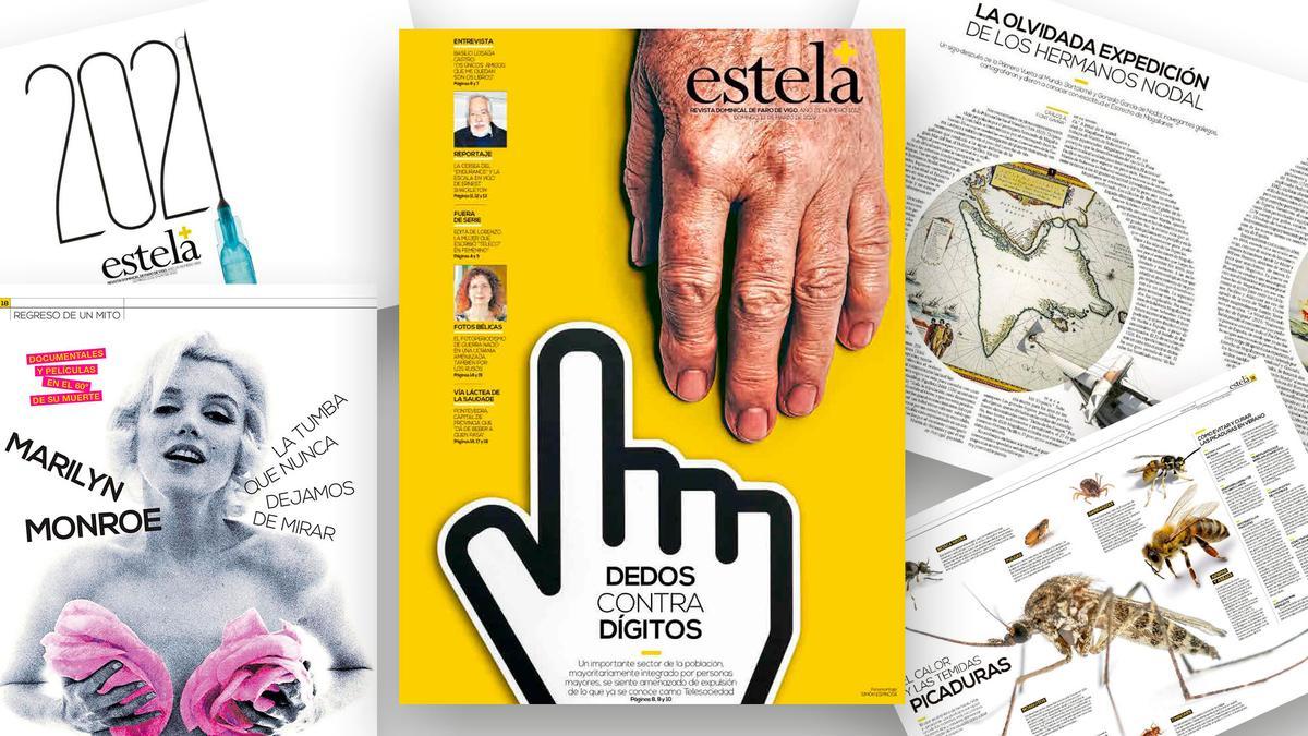 Diseños de FARO premiados en los European Newspaper Award, en el centro, la portada premiada en los &quot;Óscar&quot; del diseño