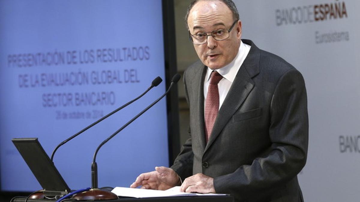 El gobernador del Banco de España, Luis María Linde, este domingo en Madrid.