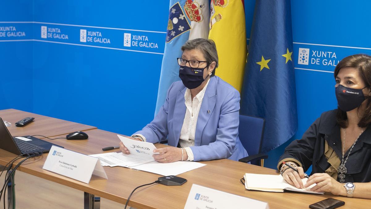 La intervención de la conselleira en la videoconferencia.