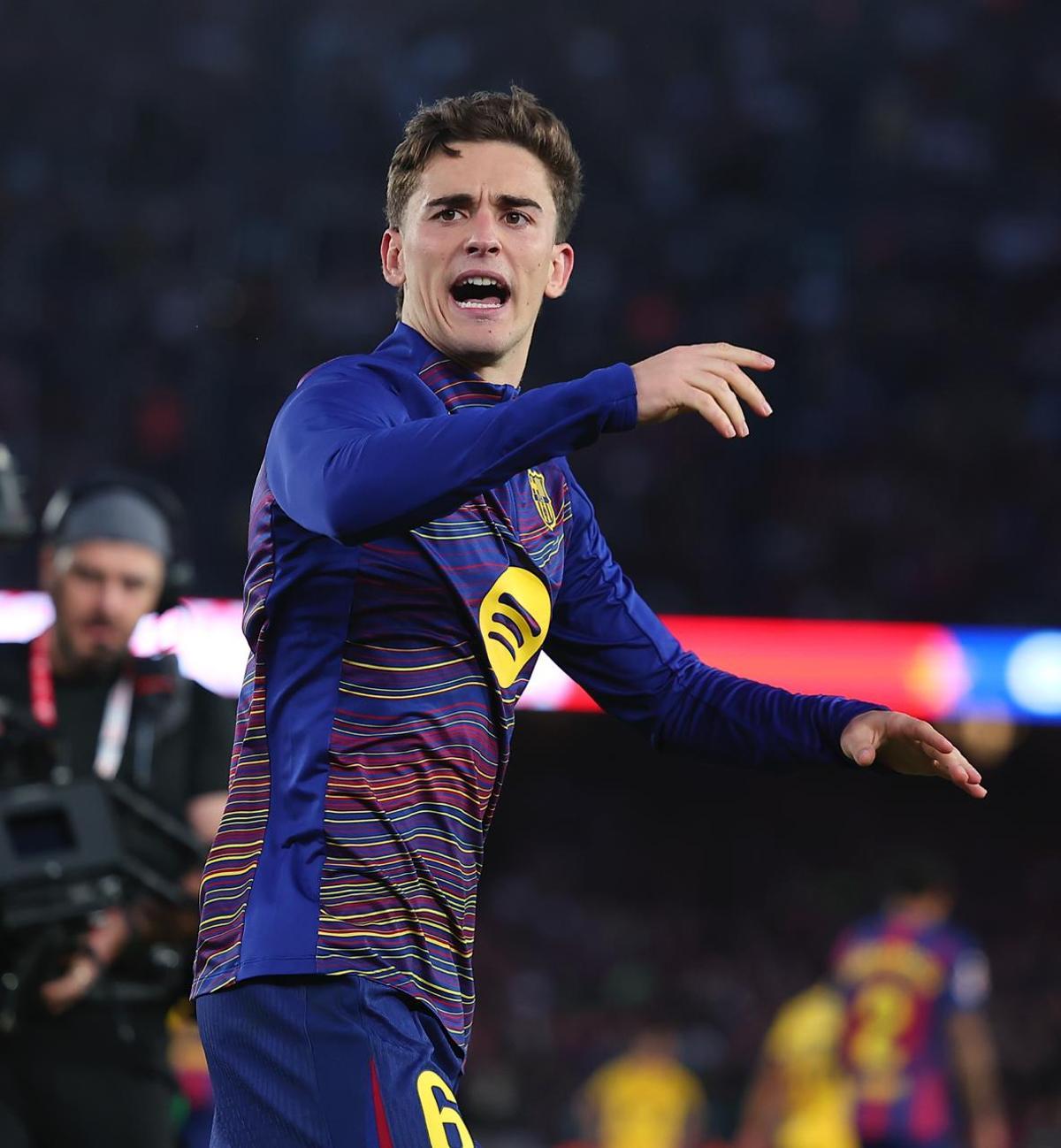 Gavi animó la celebración del Barça contra el Espanyol