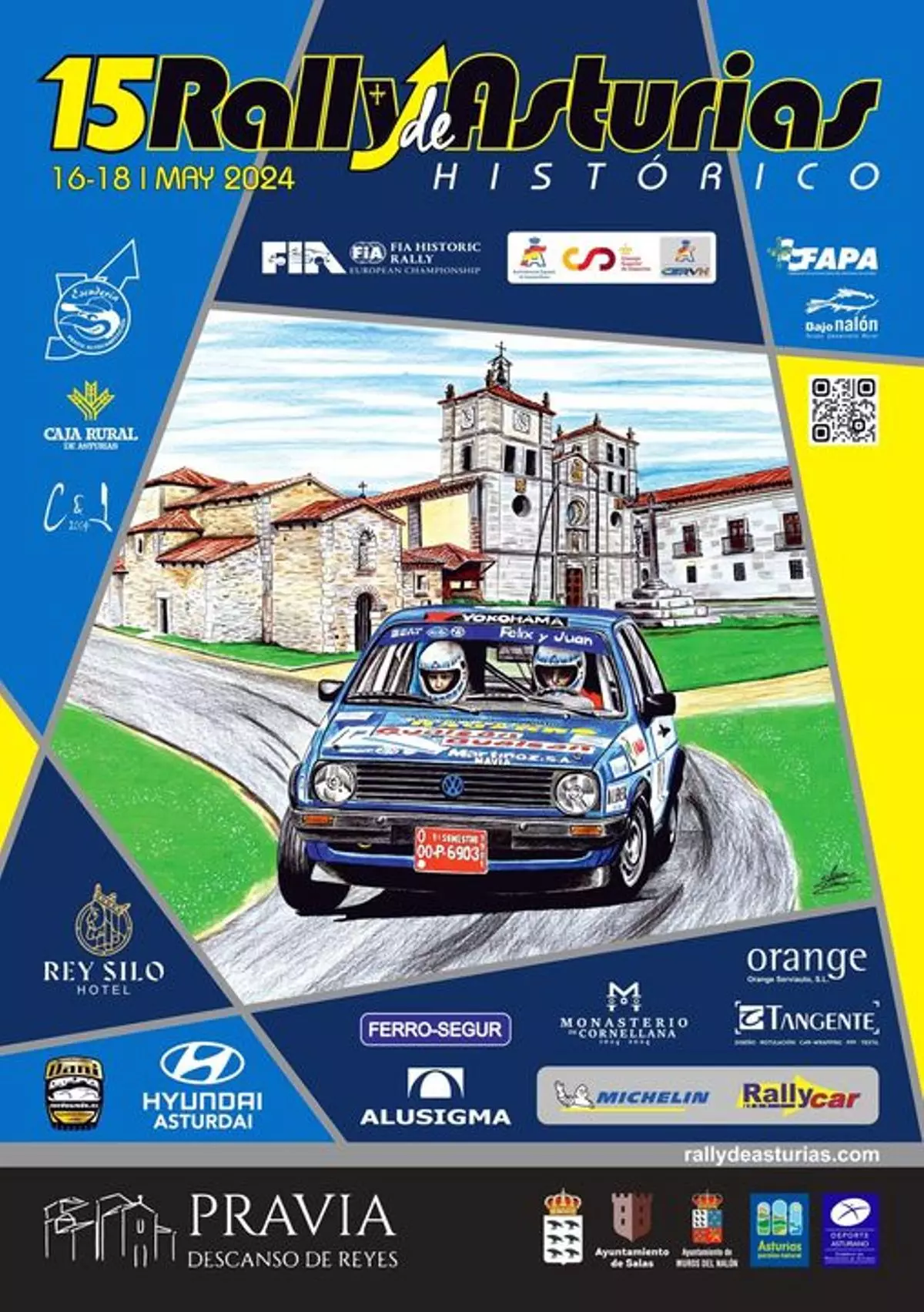 El Rally de Asturias Histórico atraviesa Salas esta semana (y cuela el Monasterio de Cornellana en su cartel oficial)