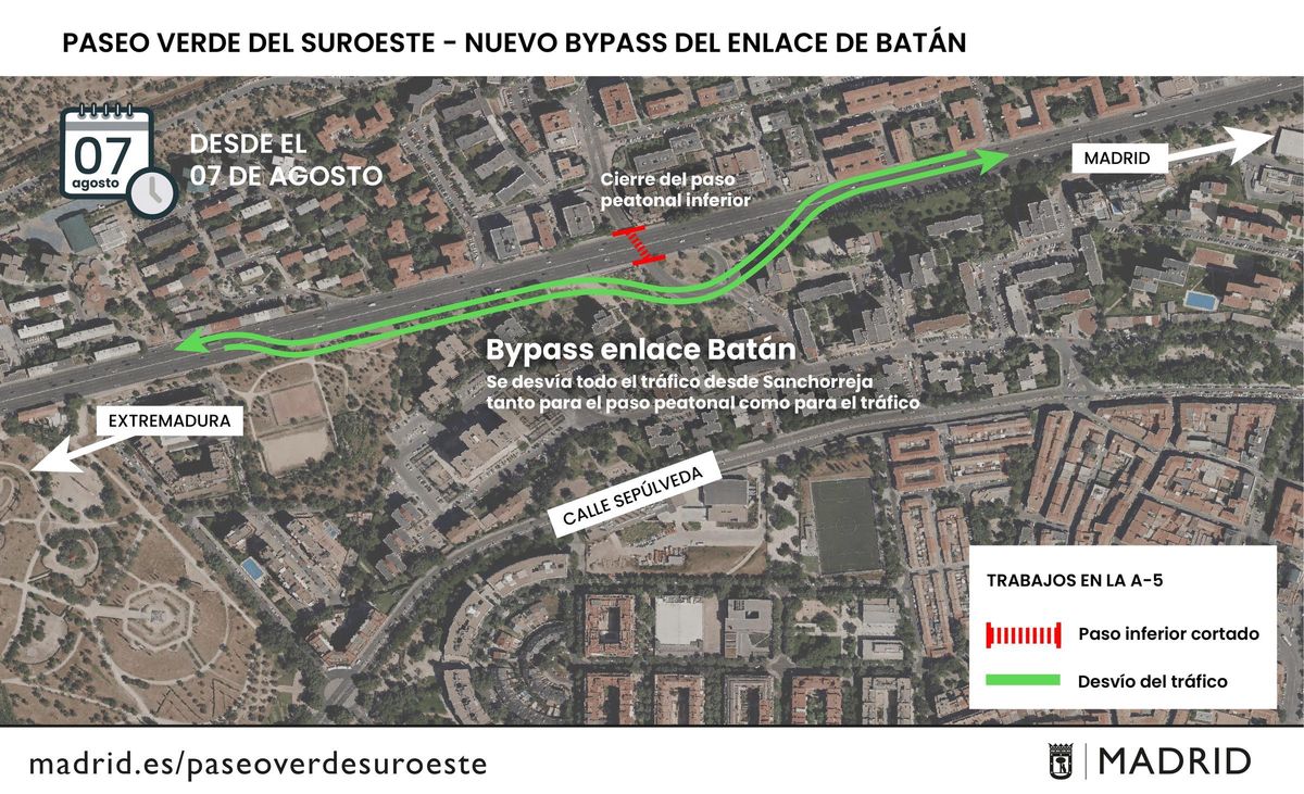 Mapa del bypass que desviará el tráfico hacia el norte.