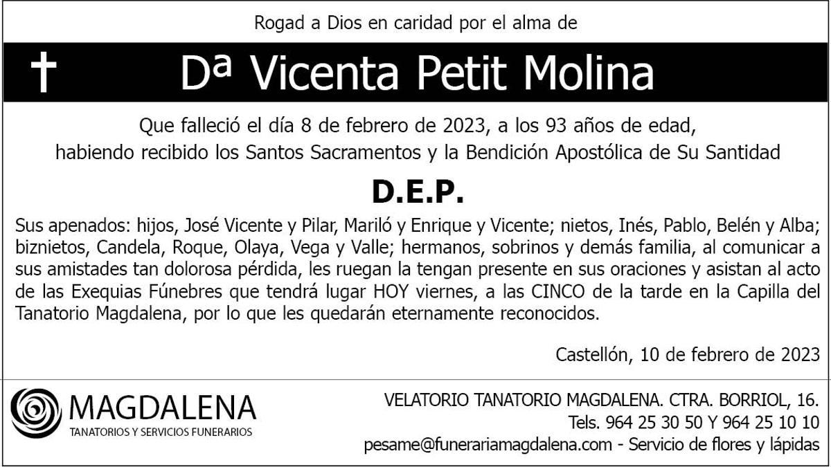 Dª Vicenta Petit Molina