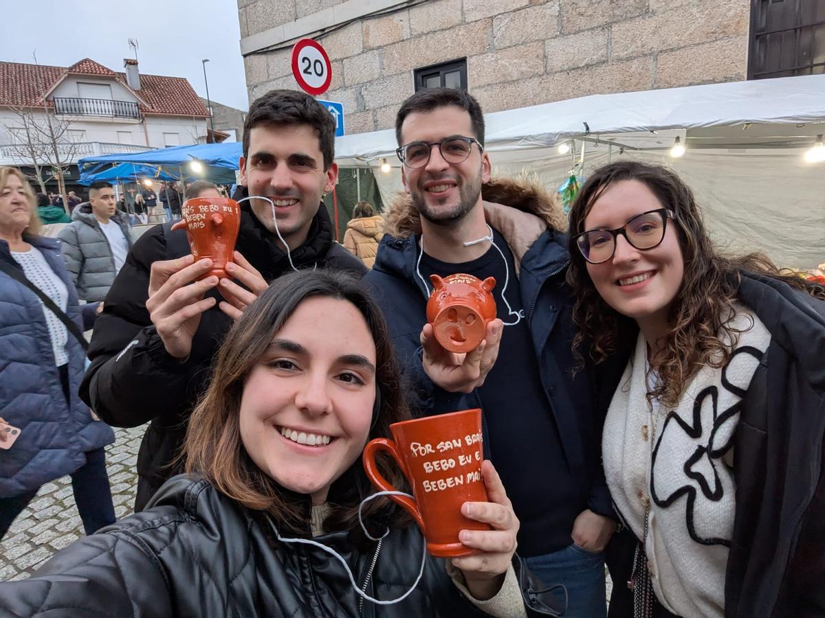 Uxía, Brais, Adrián y Lucía, de Santiago, Ourense y Lalín, en el San Blas.