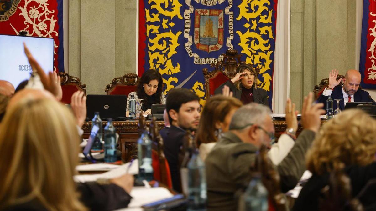 Un momento del Pleno celebrado este jueves en el Palacio Consistorial de Cartagena.