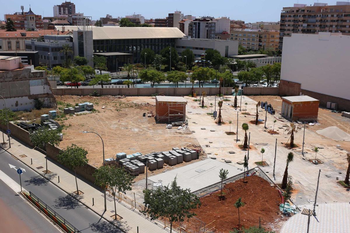 Imagen aérea de la nueva zona de esparcimiento en el distrito centro de Castelló.
