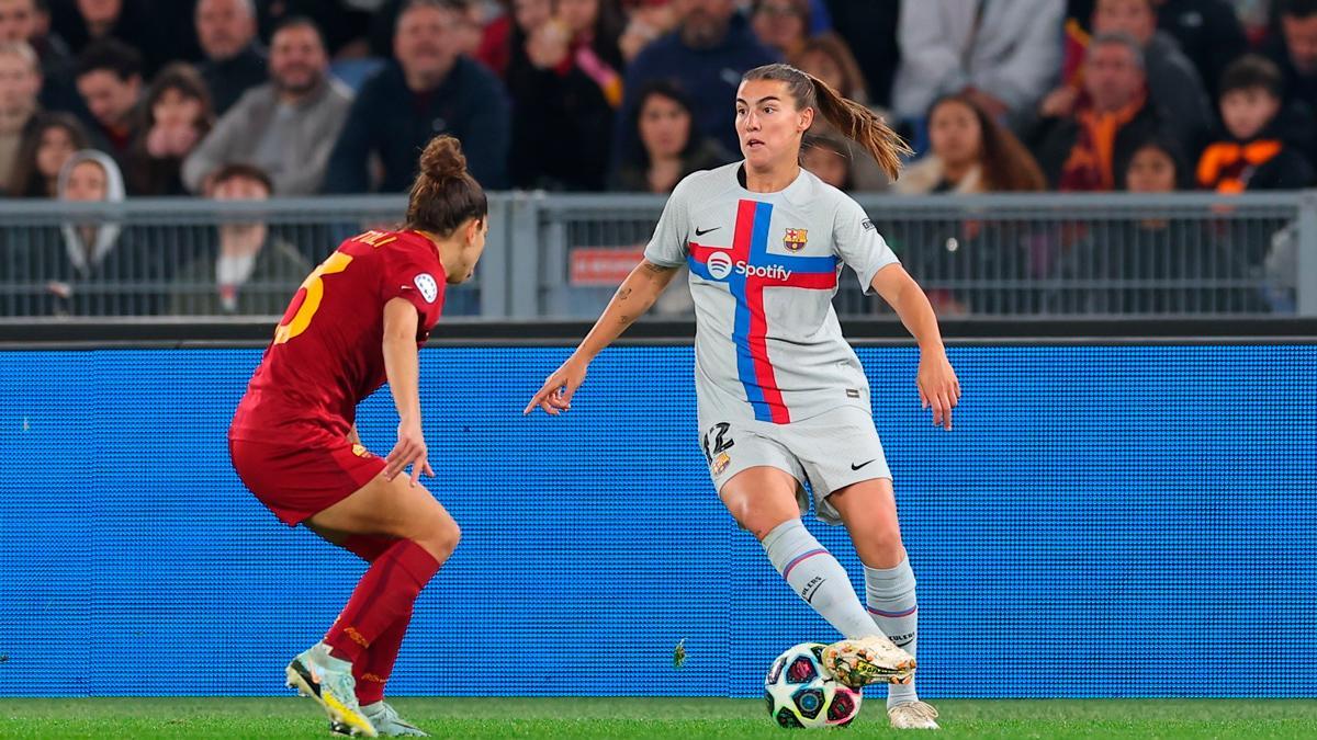 Patri Guijarro, durante el partido ante la Roma en el Estadio Olímpico de Roma