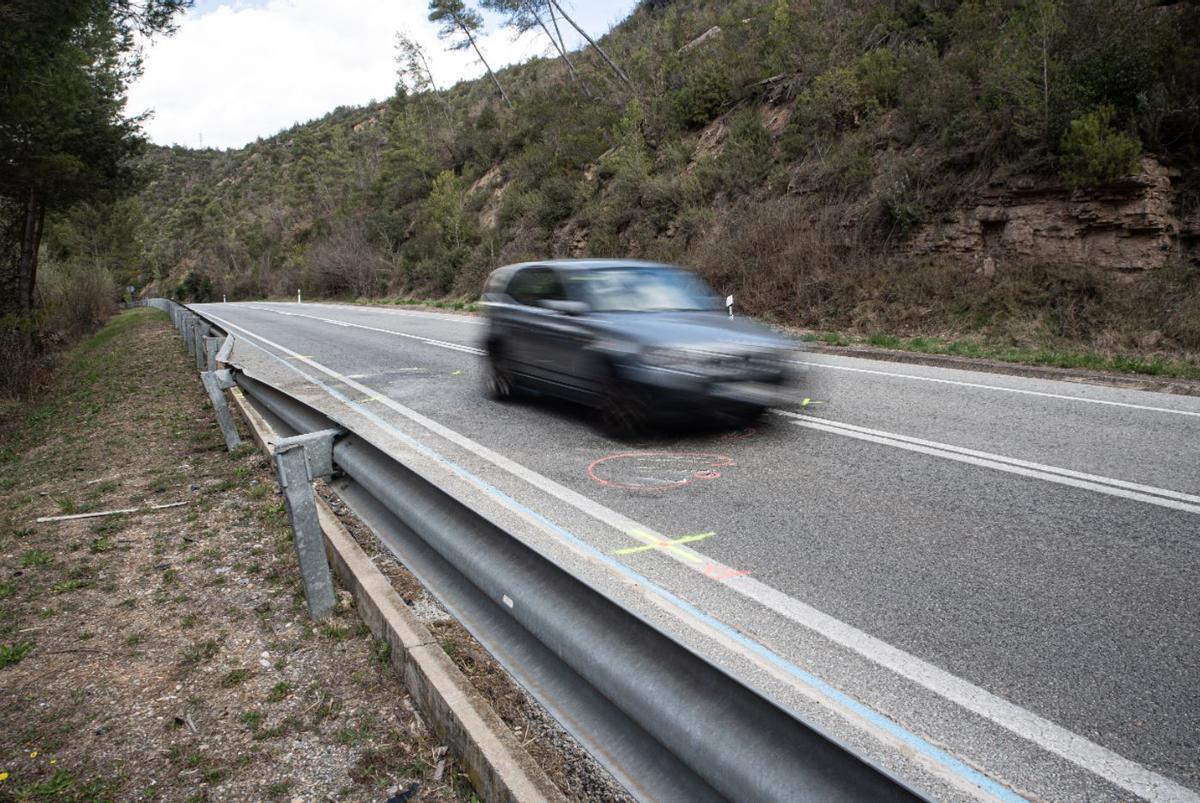 Un tram de la carretera C-55 al seu pas per Súria