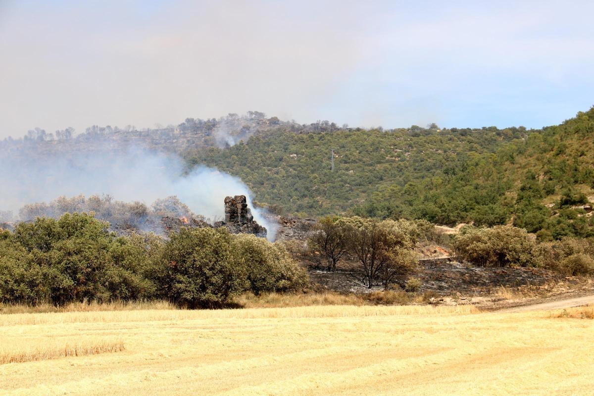 Incendi agrícola i de vegetació al Solsonès, a Biosca