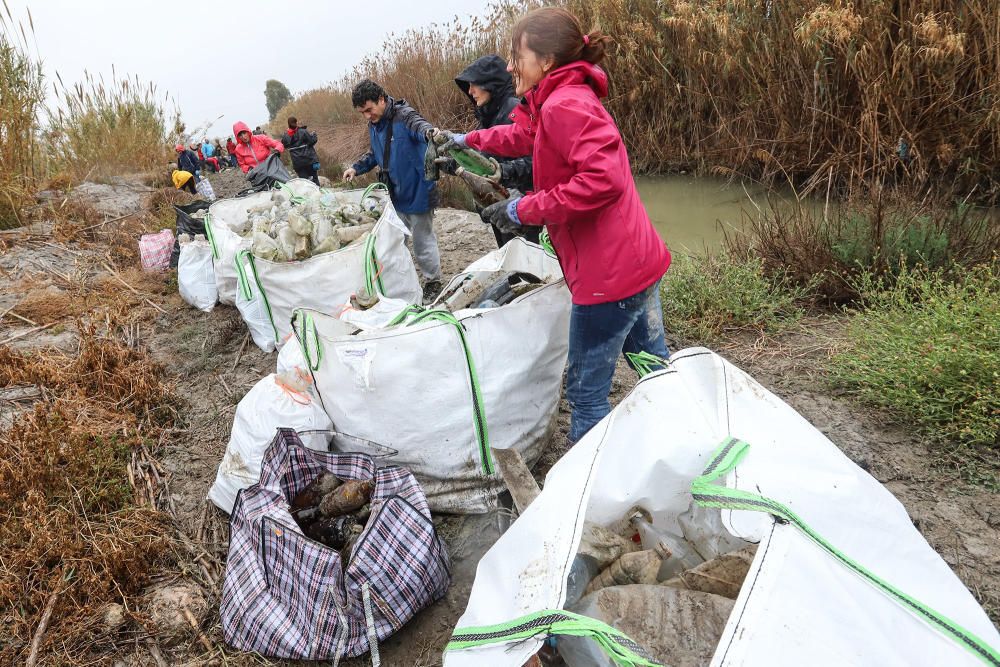 Retiran diez toneladas de residuos en el azarbe de Pineda