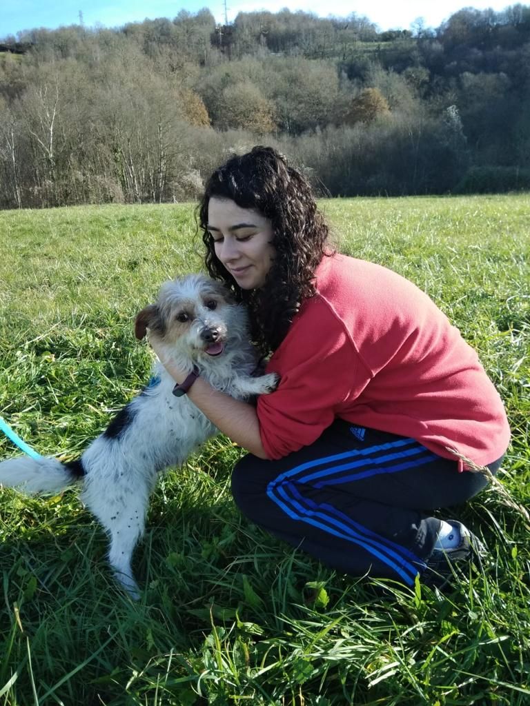 Voluntarios con los perros del albergue canino de Langreo