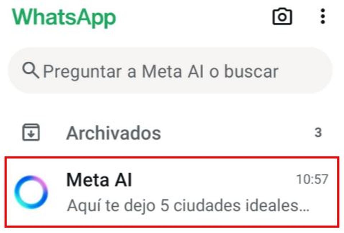 Seleccionar la conversación con Meta AI