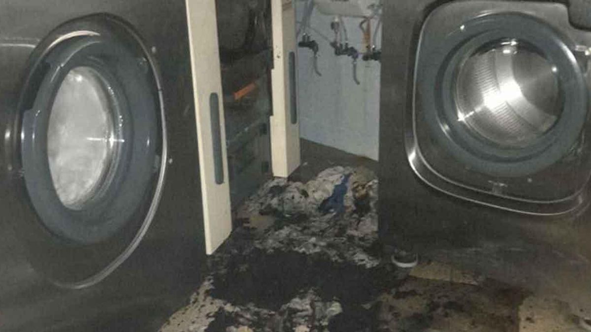 La lavandería del hotel, donde se ha declarado el incendio.