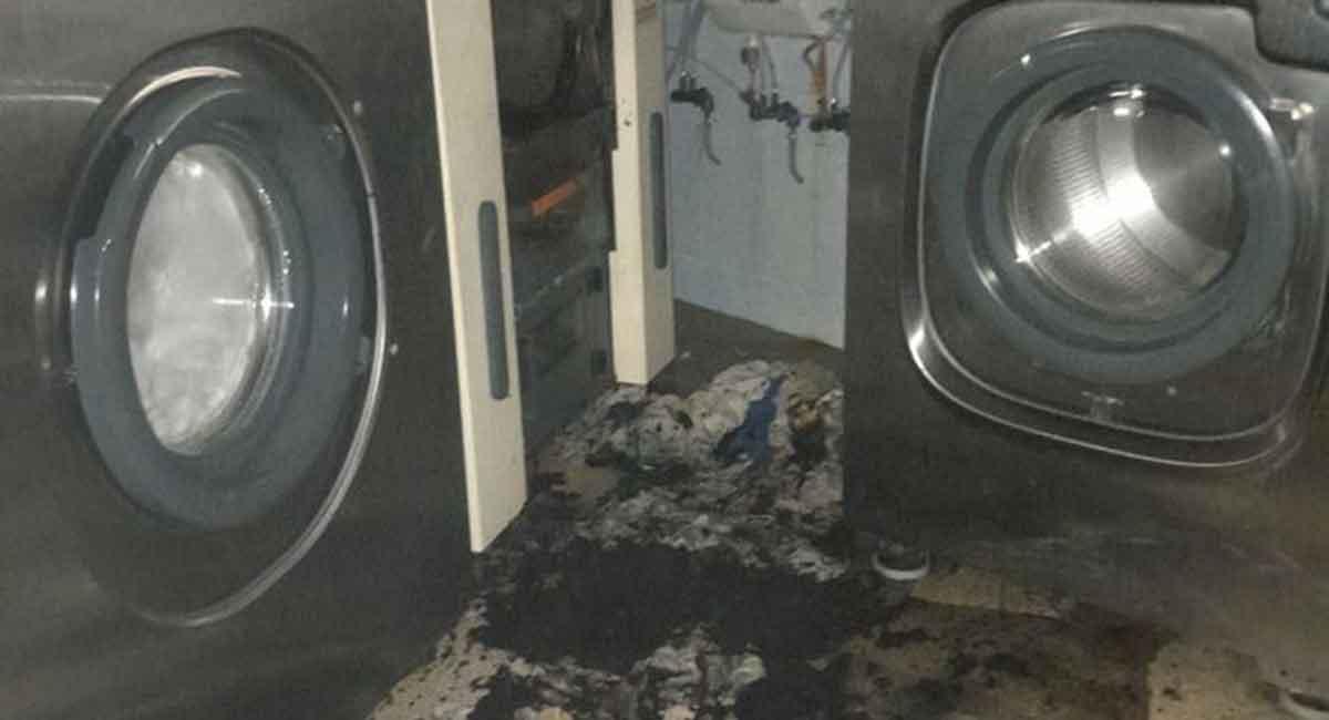 La lavandería del hotel, donde se ha declarado el incendio.