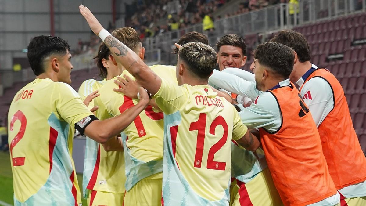 Así celebró la Sub-21 el 1-2 en Escocia