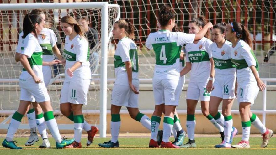 Las jugadoras del Elche celebran uno de los goles frente al Ciudad de Murcia