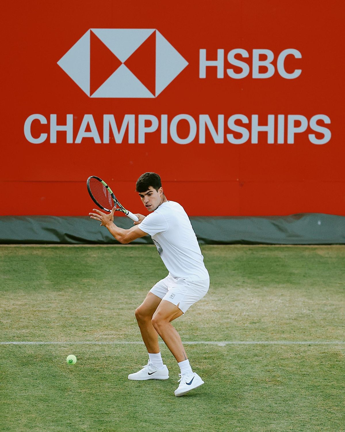 Carlos Alcaraz, en un entrenamiento en Queen's