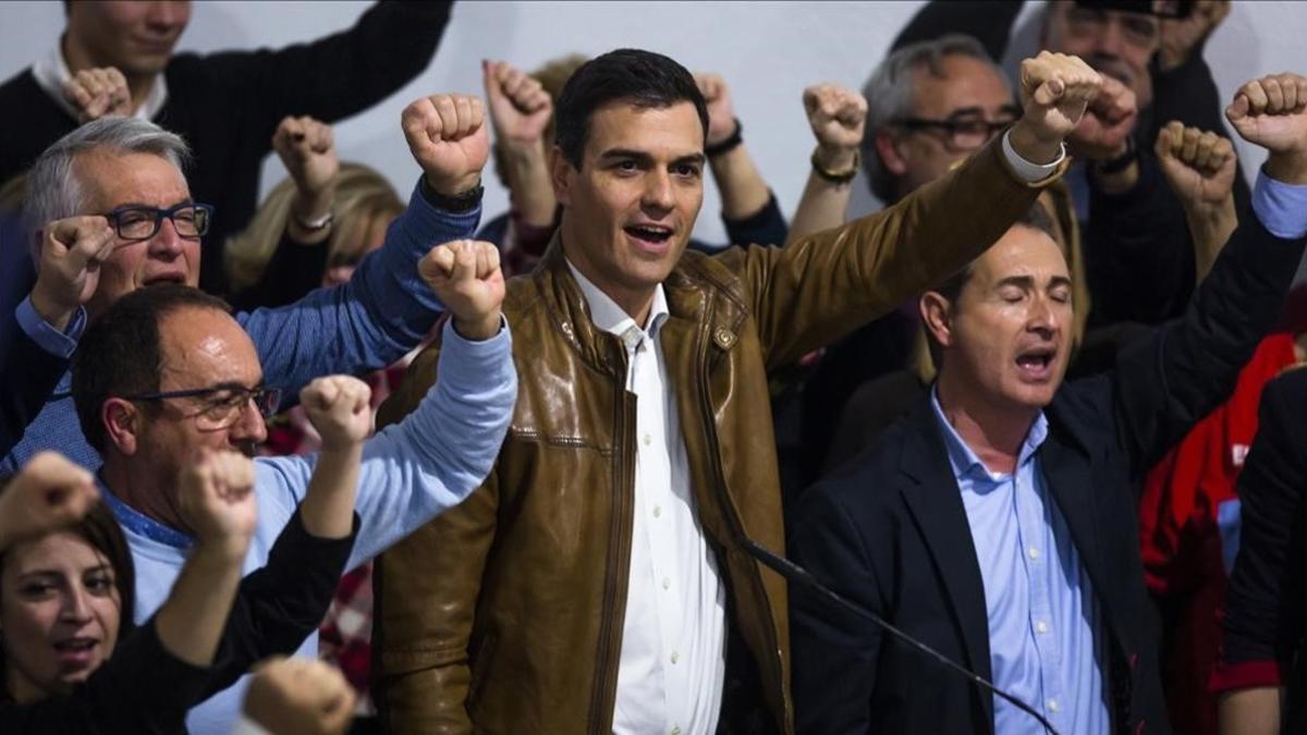 Pedro Sánchez, en su encuentro con militantes en Castellón.