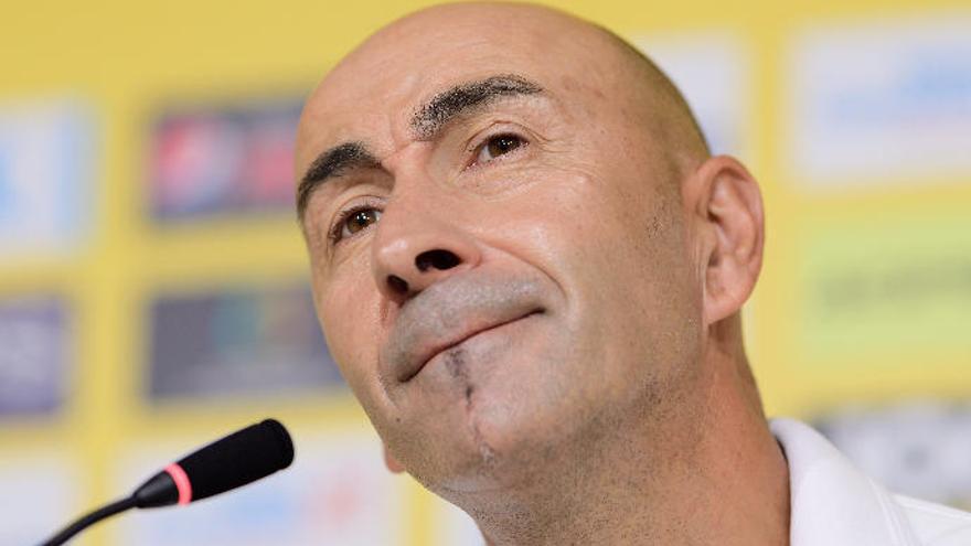 Pako Ayestarán, en la sala de prensa del Estadio de Gran Canaria.