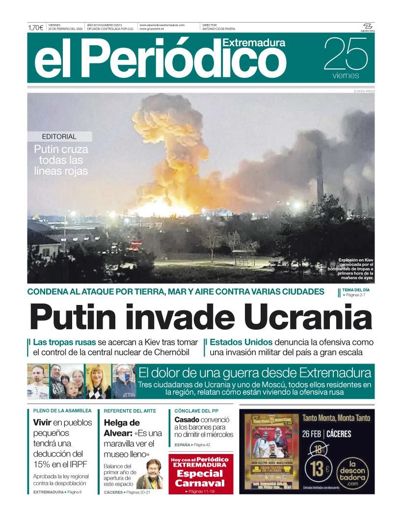 Consulta la portada correspondiente al día 25 de febrero del 2022