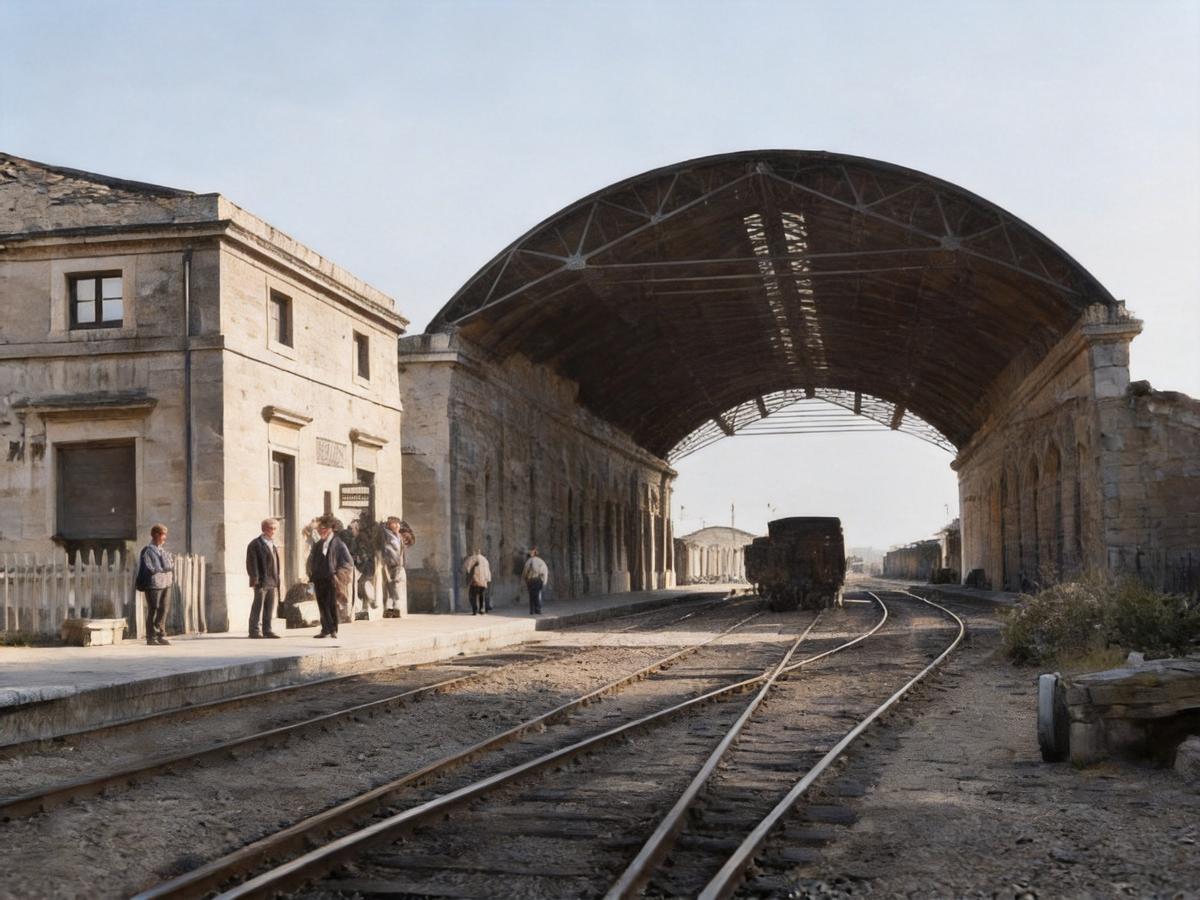 L'antiga estació de Girona, colorejada amb IA