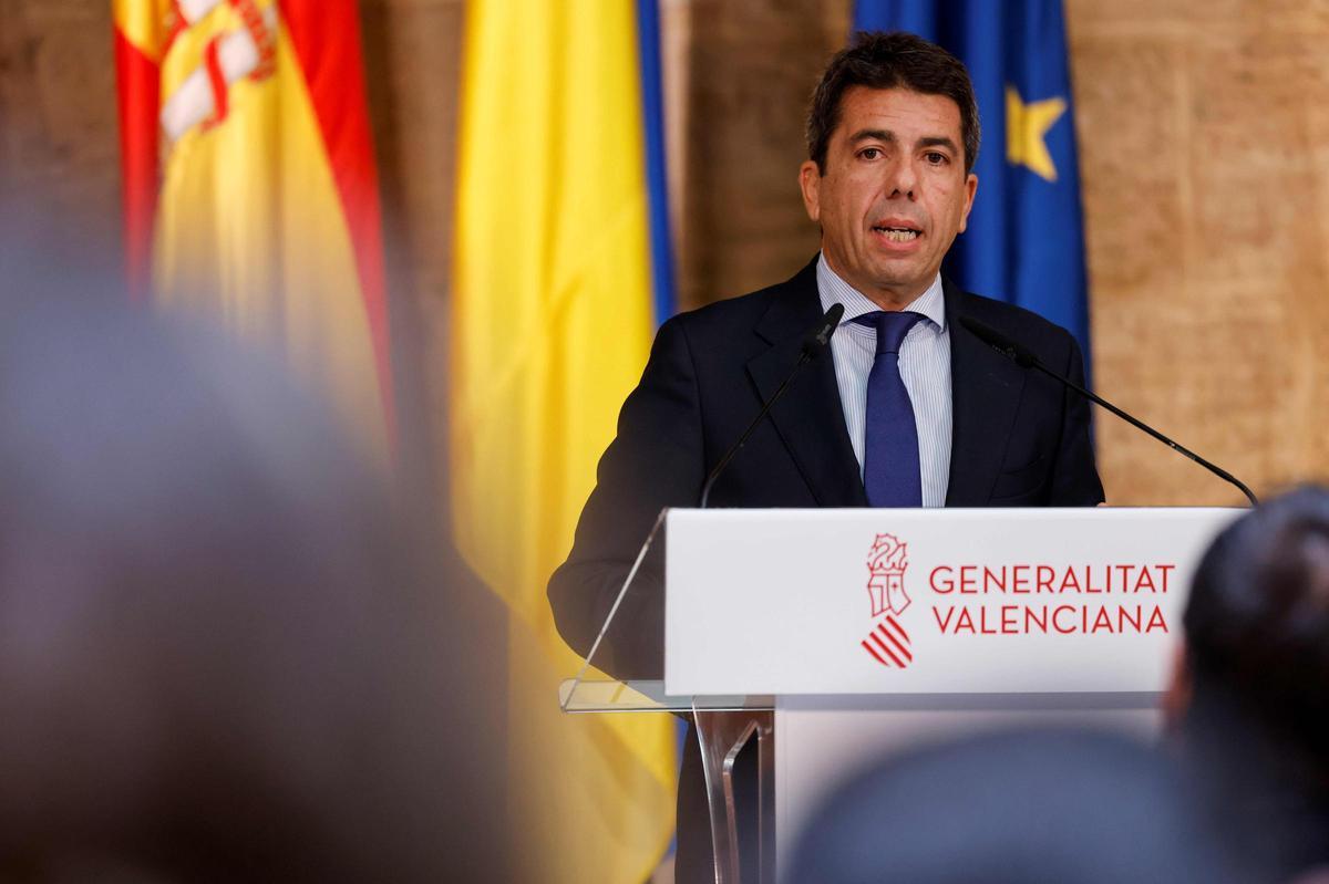 Carlos Mazón, en la rueda de prensa de enero de 2024.
