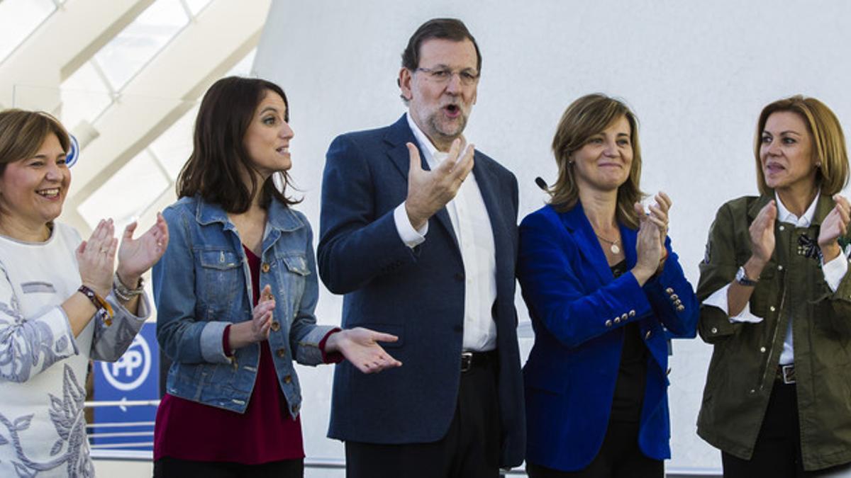 El presidente del Gobierno durante la presentación de las líneas maestras del programa electoral del PP, en Valencia el pasado sábado.