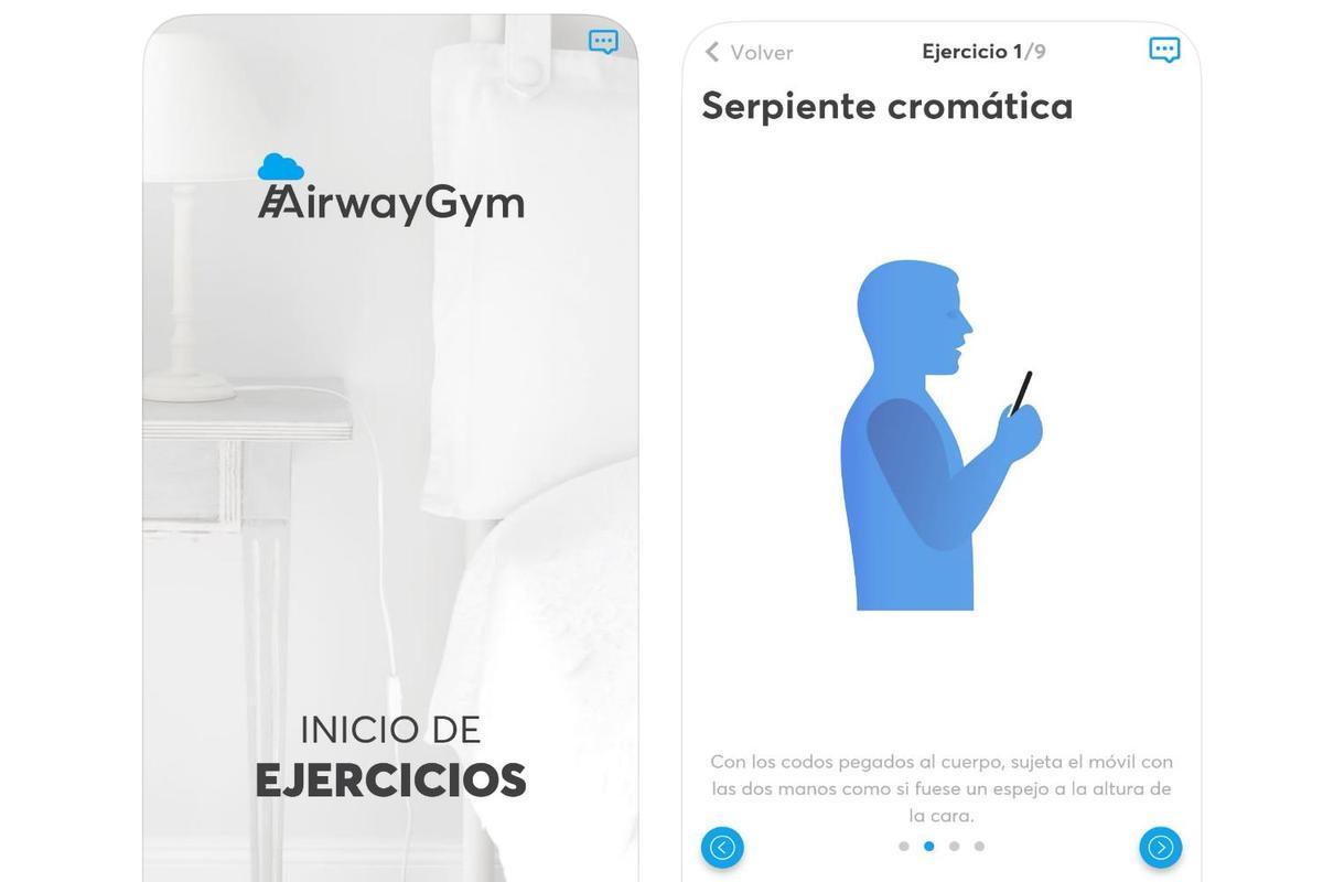 Imagenes de la aplicación 'Airway Gym'.