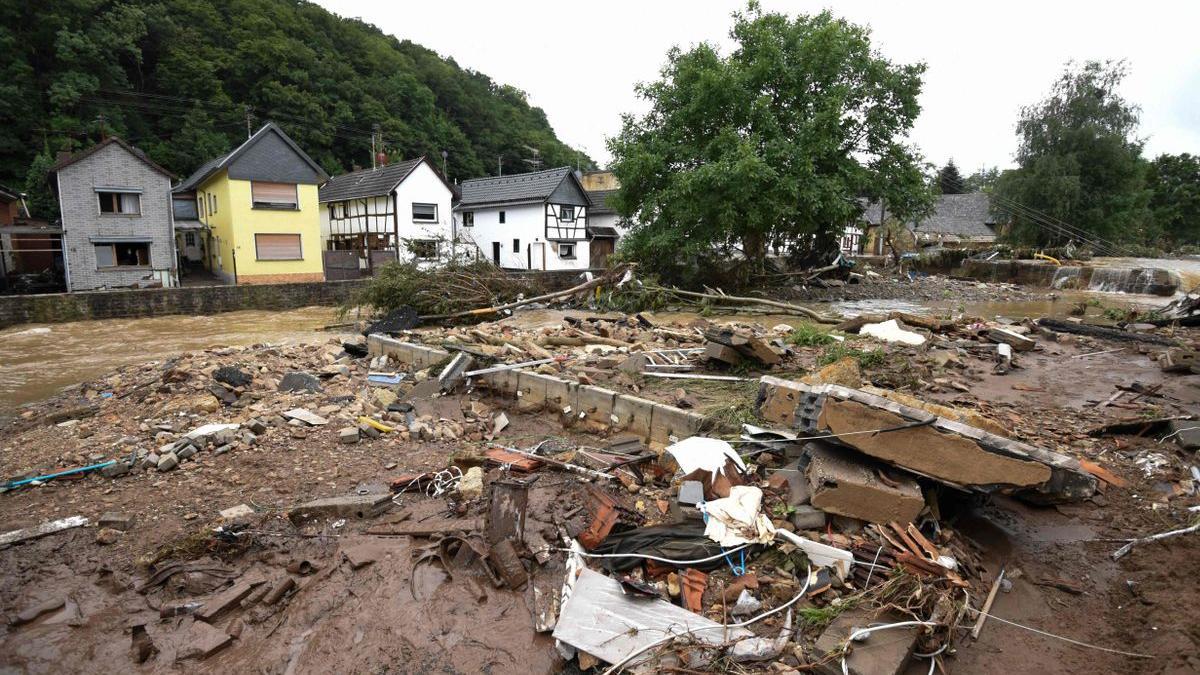 Image of the devastation caused by the severe flood in Germany, in Iversheim.