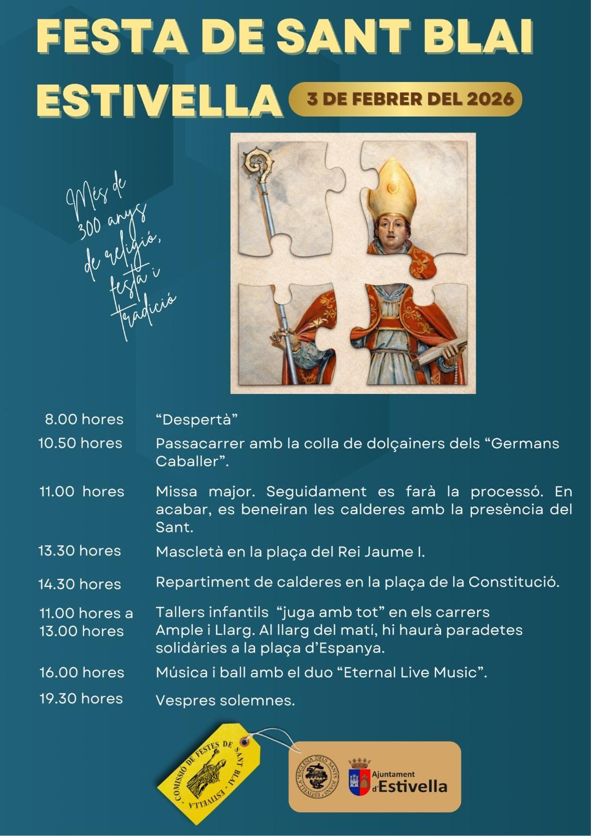 Cartel de Sant Blai en Estivella.