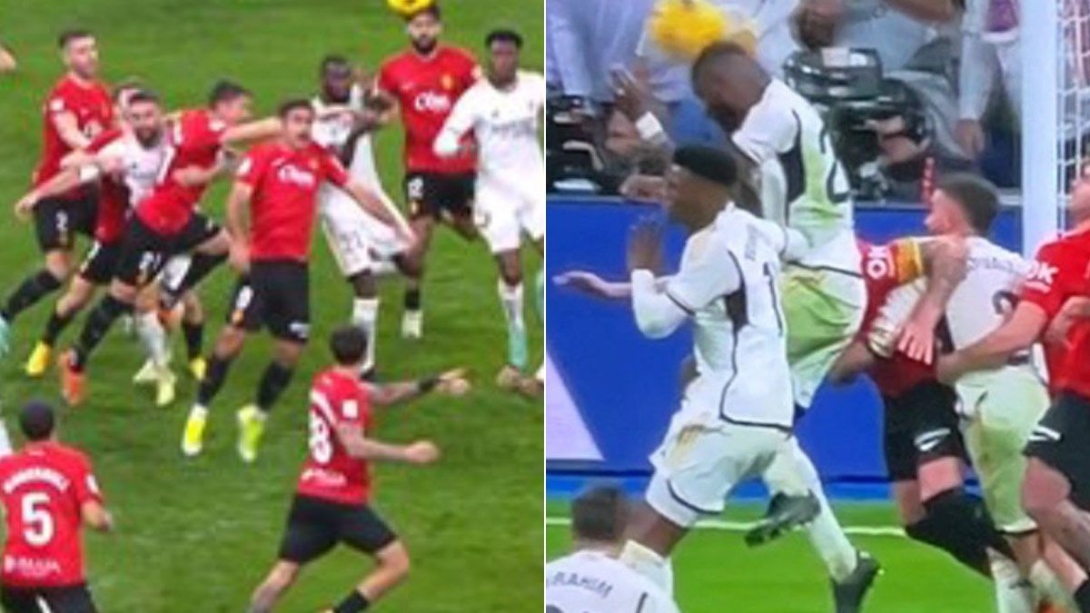 Carvajal, durante el gol de Rüdiger, sujetando a Raíllo