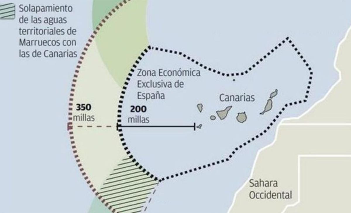 Mapa Zona Económica Exclusiva de España en Canarias.