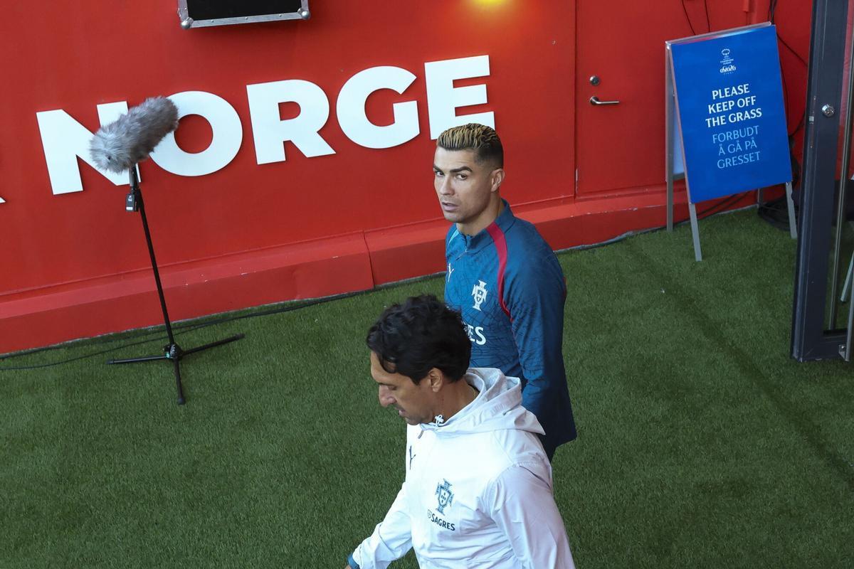 Cristiano Ronaldo, en un entrenamiento en Noruega.