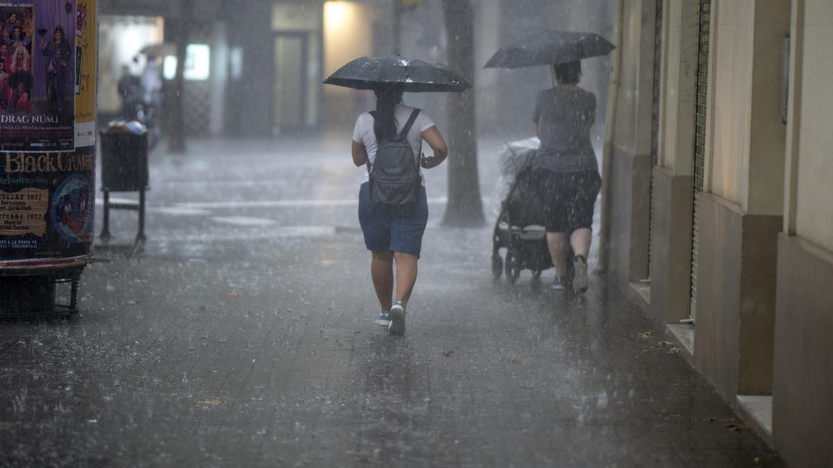 Lluvia intensa en Barcelona.