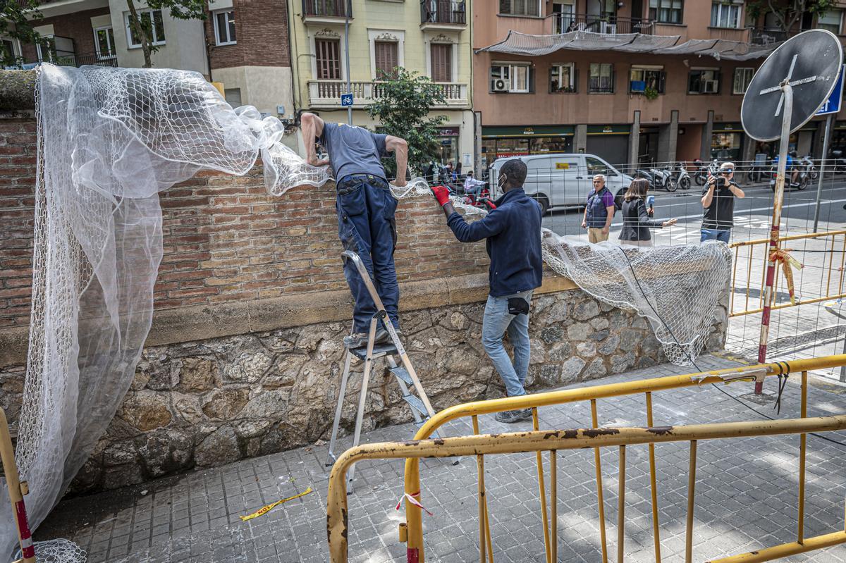 Un hombre muere al caerle un muro en el recinto de Sant Pau en Barcelona