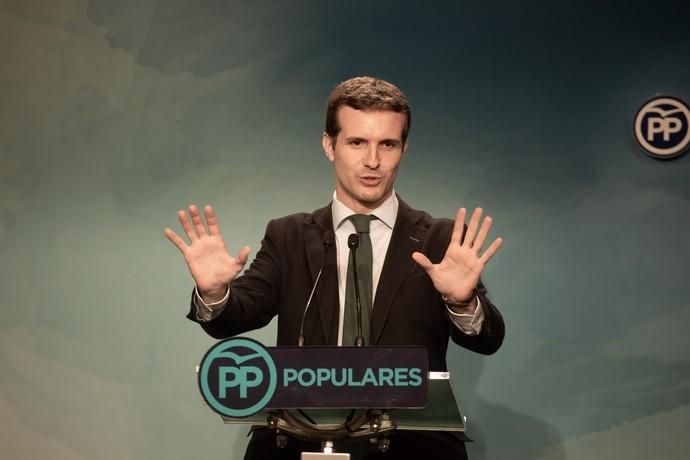 Pablo Casado durante una rueda de prensa