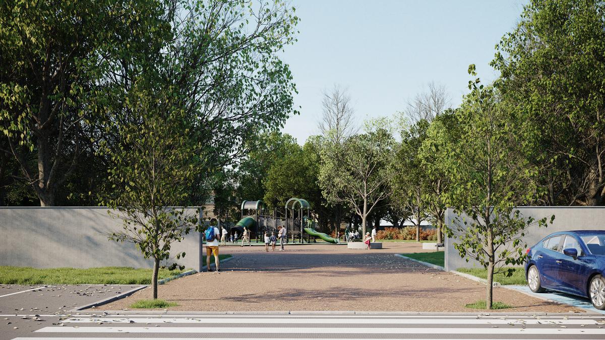 Imagen virtual del nuevo parque Bons Aires en Palma. Zona de juegos infantiles.