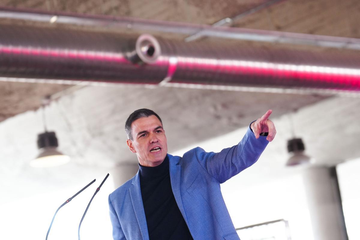 Pedro Sánchez, durante su participación en un acto sobre feminismo con motivo del Día Internacional de la Mujer